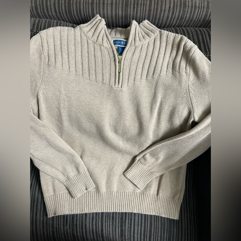 Women's Karen Scott Large Beige Sweater with Half-Zip - GUC -